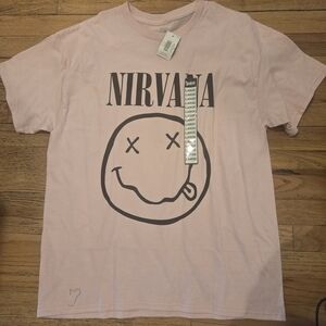 NIRVANA Light Pink Smiley Face Tee